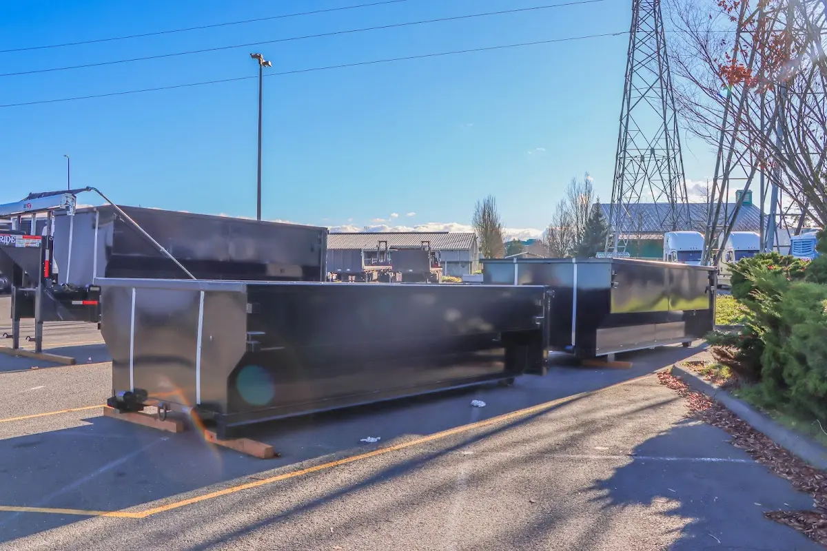 Roll-off dumpster ready for waste disposal at job site for 6 Yard Dumpster Rental in Brenham